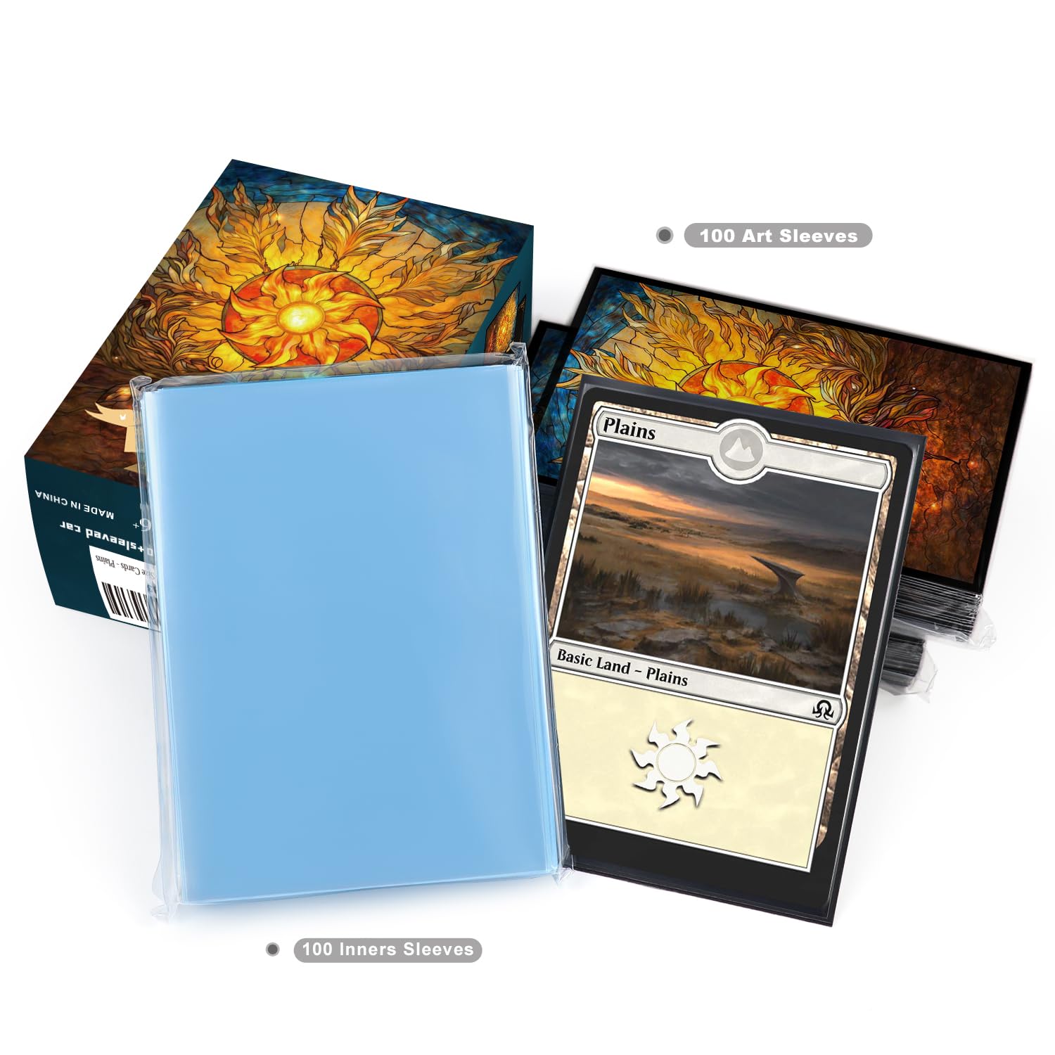 Amazon.com: Katomula 100 MTG Card Sleeves with 100 Inner Sleeves, Textured  Back Art, Fit Standard Size Cards