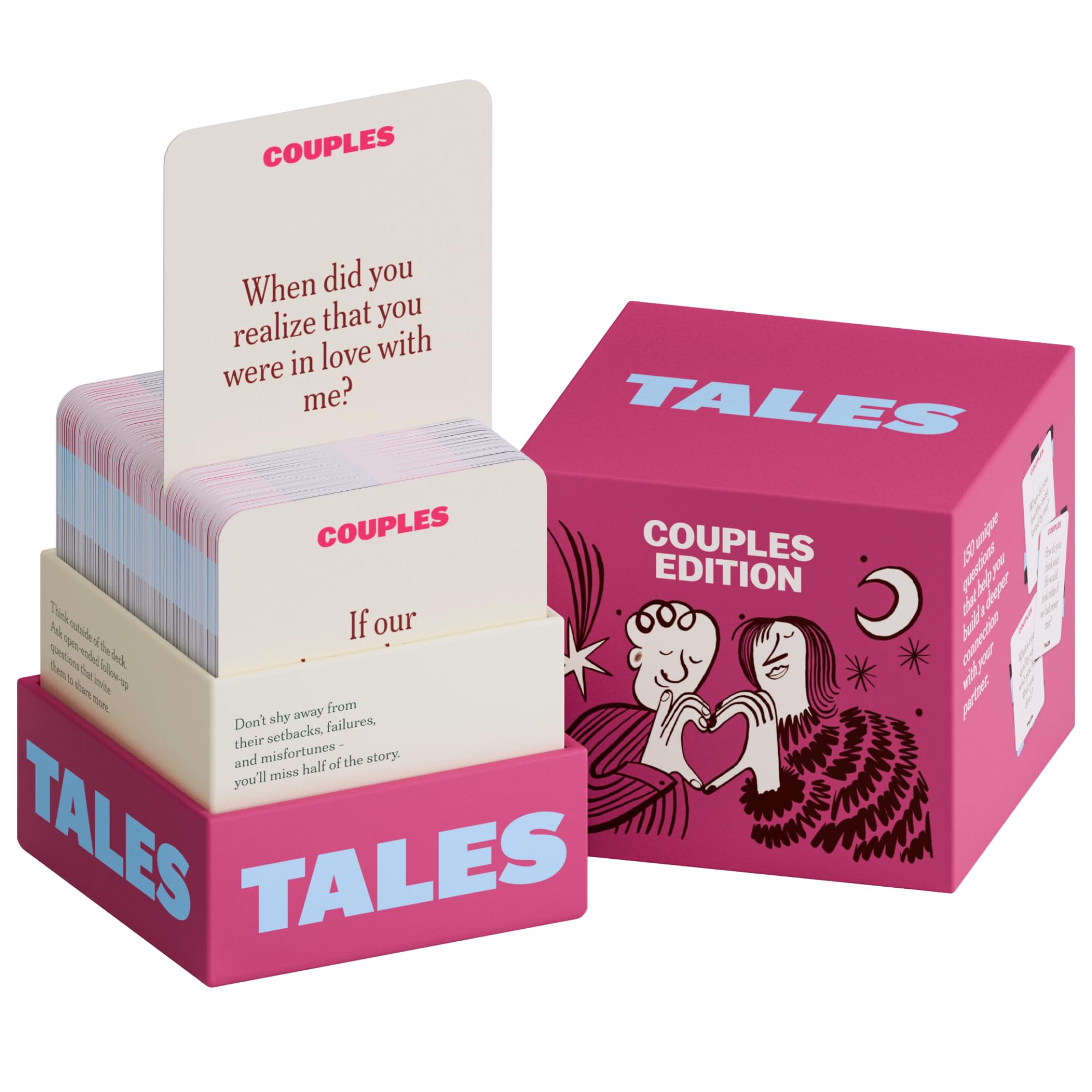 TALES 150 Conversation Starter Cards, Couples Edition, Perfect for Couples Games for Adults, Date Night Ideas, Gifts, Anniversaries, and Quality Time Together, Prompts for Deeper Connection