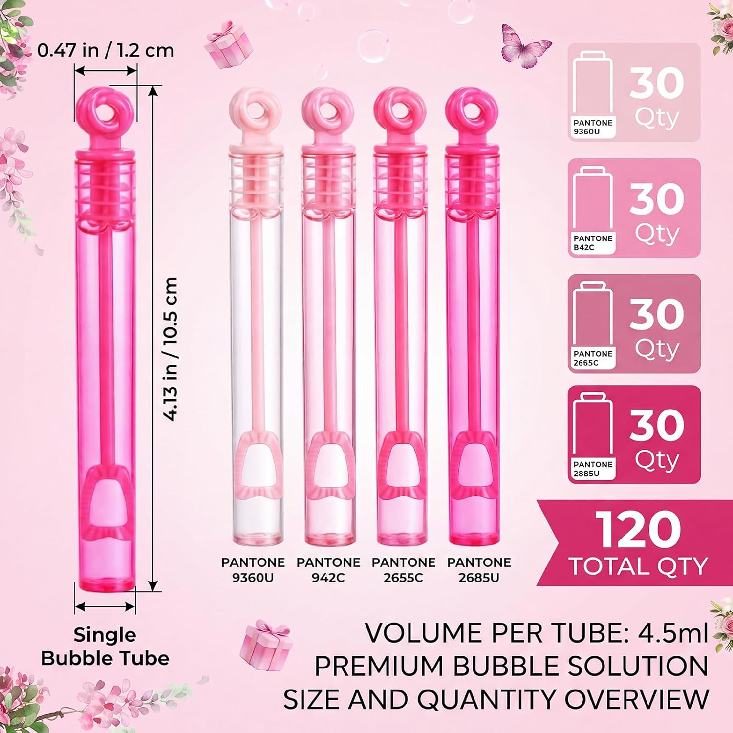 Lunmon 120 Pcs Pink Mini Bubble Wands Bulk Pink Party Favors Princess Toys Gifts for Kids Bachelorette Wedding Baby Shower Birthday Party Supplies Goodie Bag Stuffers Summer Outdoor Classroom Prizes
