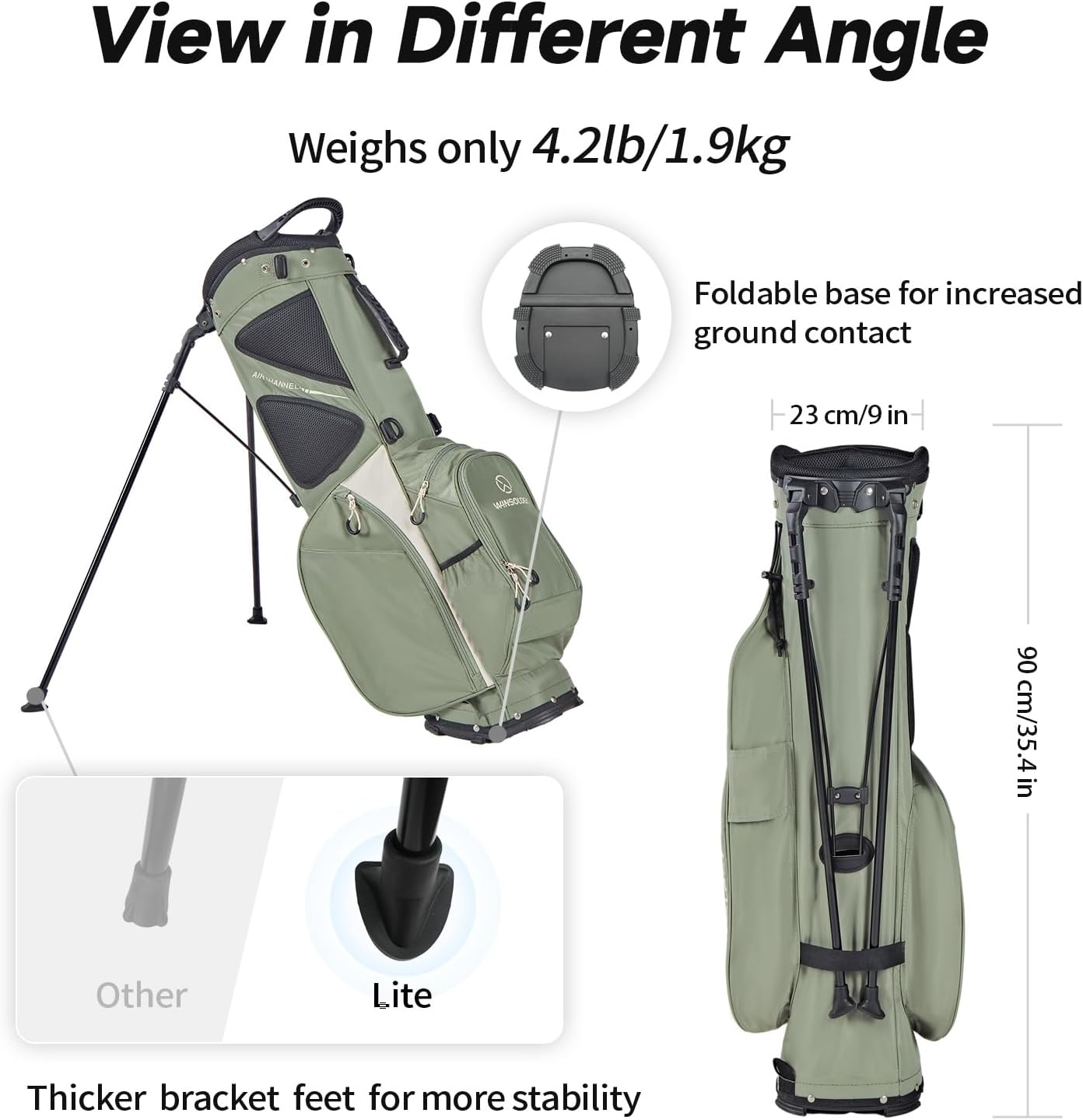 Lightweight Golf Stand Bag with 4 Way Top Dividers for Men and Women, Only 4.2 Pounds, 8 Storage Pockets Including Cooler, Double Shoulder Straps, Womens Golf Club Bag