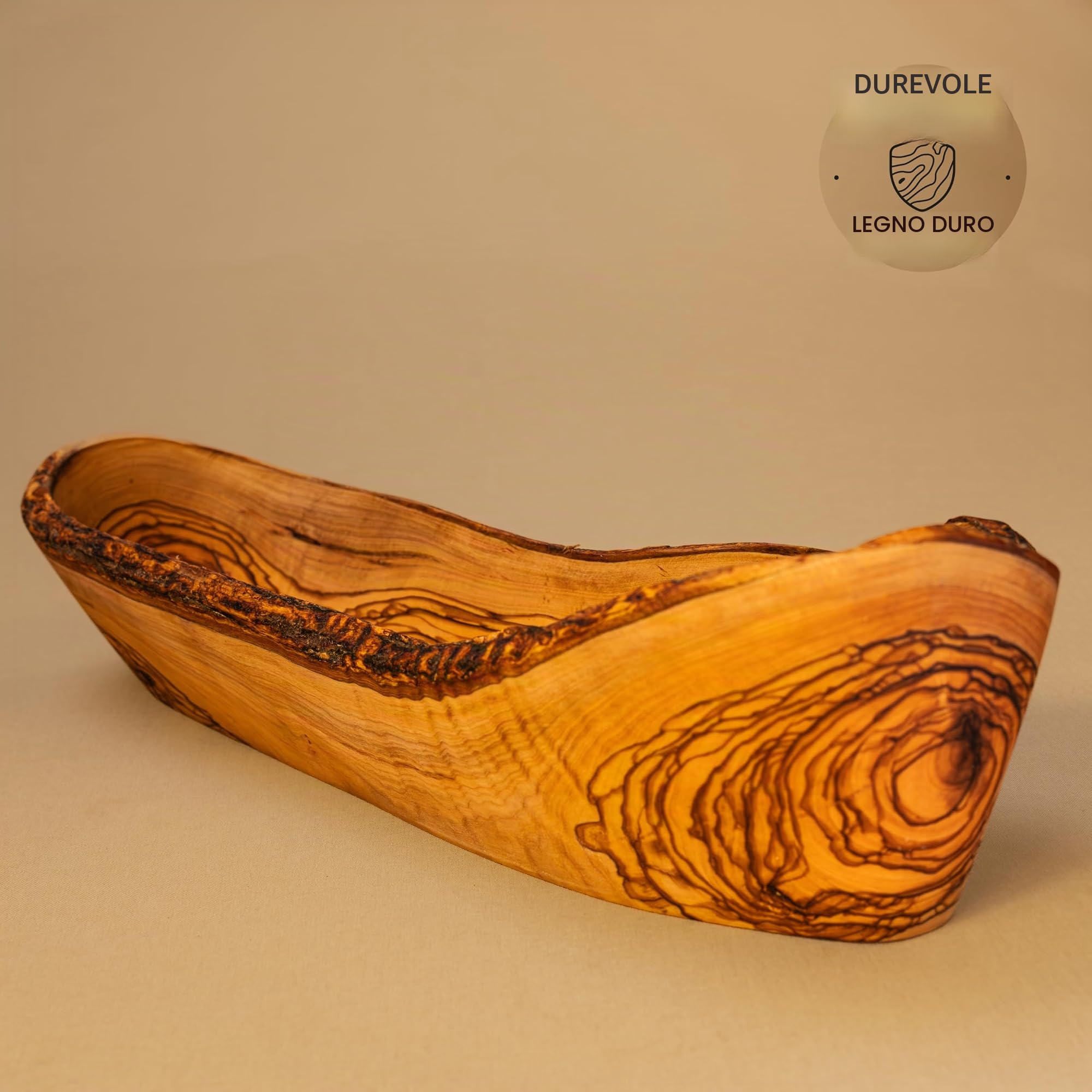 das Olivenholzbrett Olivenholz-Schale, Baguette, Ciotola Allungato in Taglio Naturale da 20cm - 40cm