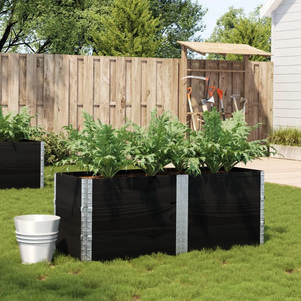 Jardinière noire en pin massif 150 cm empilable pour potager de terrasse