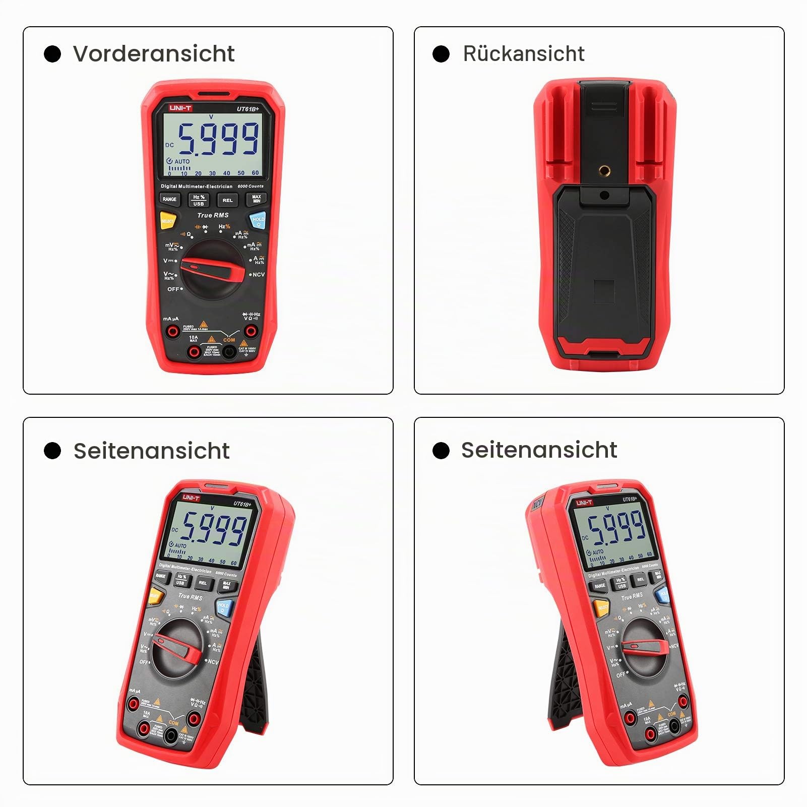 UNI-T UT61B+ 1000V 10A Digital Multimeter 6000 Zählungen Wahr RMS AC/DC Stromspannung Aktuell Widerstand Kapazität Prüfer
