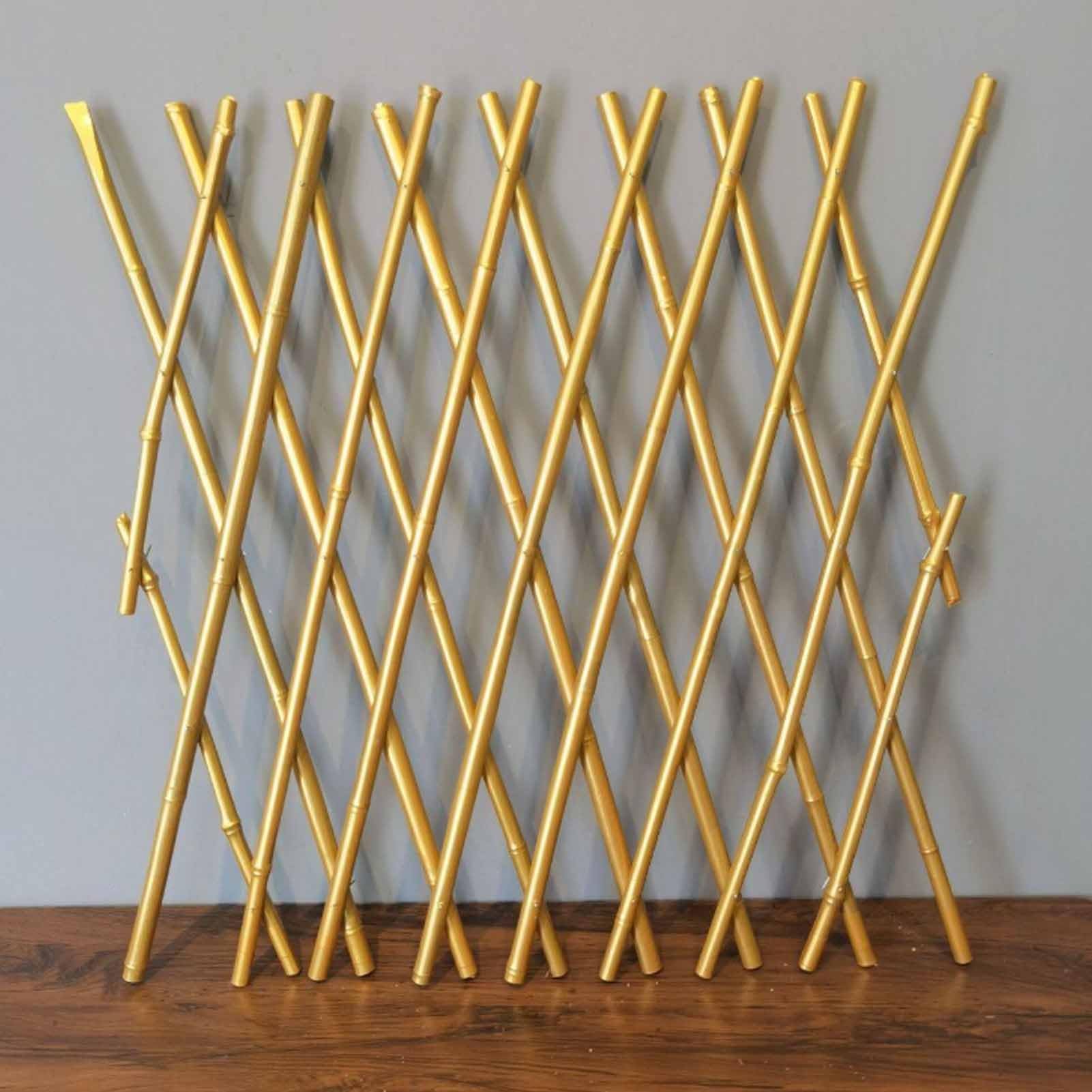 JFBLSD Expandable Bamboo Trellis Fence for Plants Climbing Support Lattice Garden Fencing No Dig Accordion Screen for Outdoor Home Yard(Gold,60 * 200)