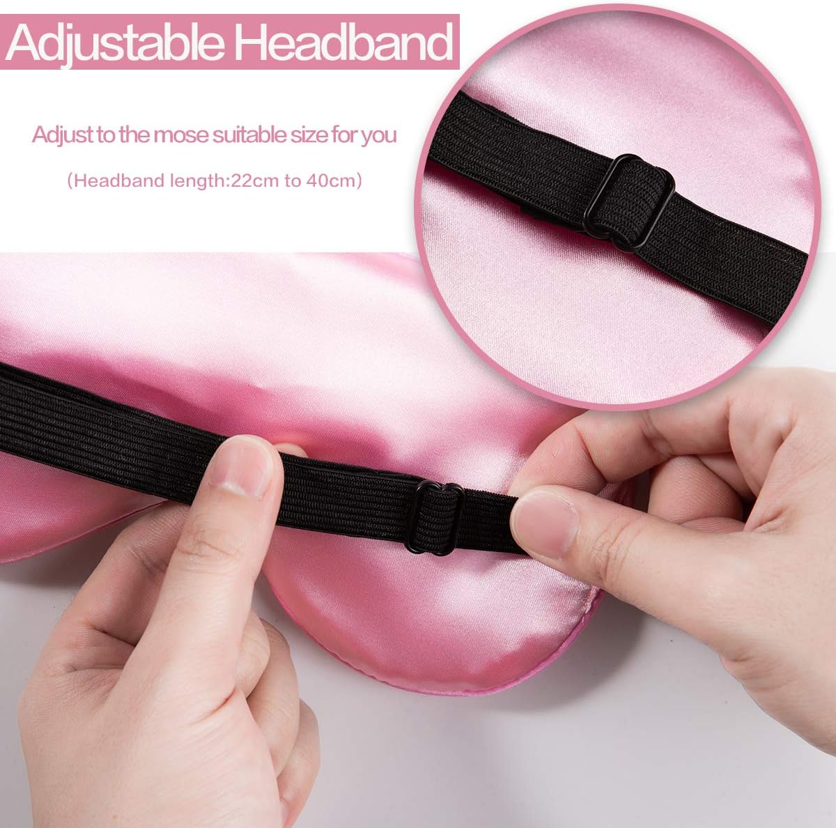 Audamp Sleep Mask Eye Mask for Sleeping Silk Eye Sleeping Mask Sleep Masks for Women Men for Airplane Travel Adjustable Strap (2 Count)