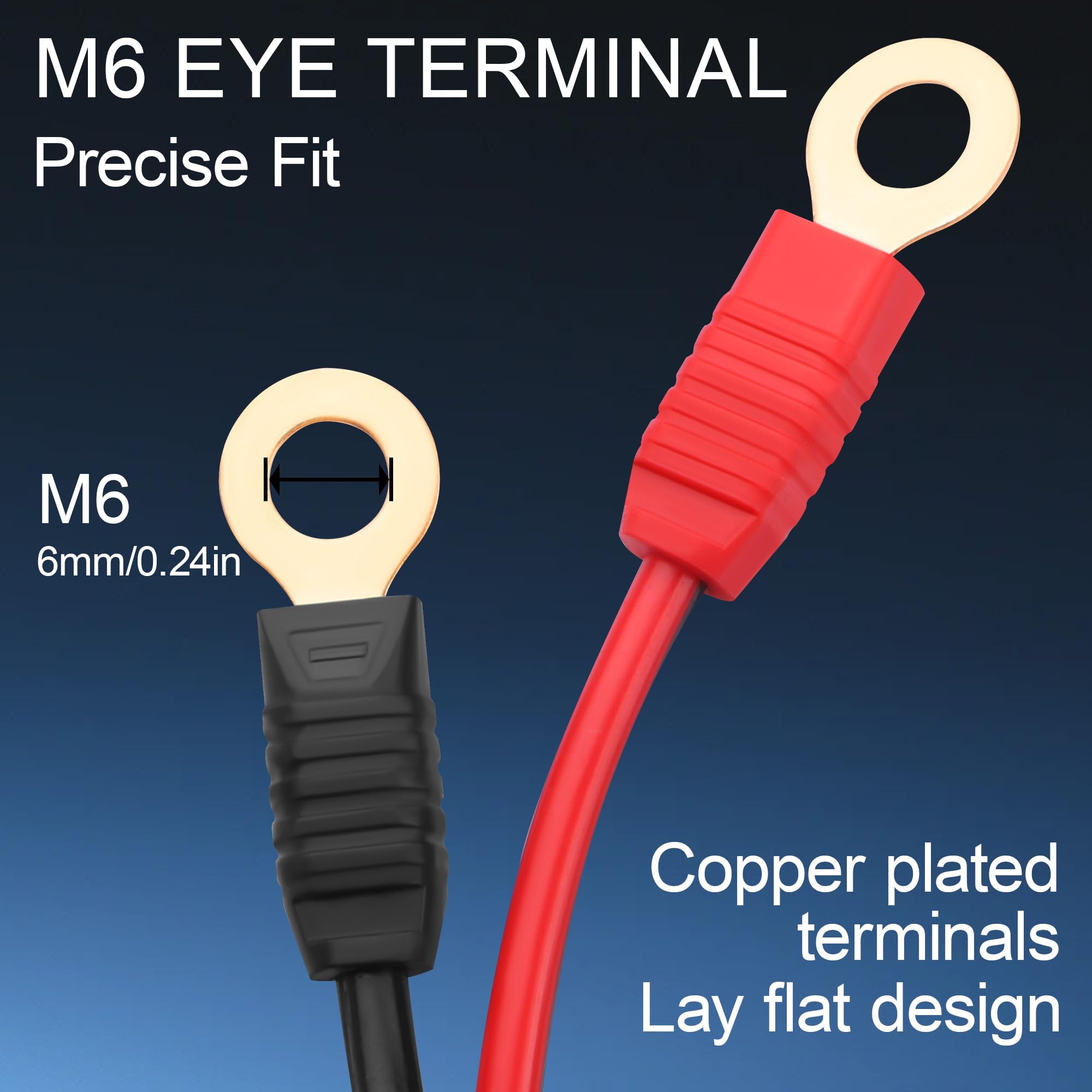 GC002 X-Connect M6 Terminal de ojal 20 A fusible permanente cable de carga de batería para motocicleta, ATV, UTV, generador y mantenimiento de motor pequeño, 16 AWG, 21 pulgadas