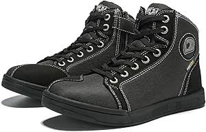 IRON JIA'S Motorcycle Shoes for Men, CE-Certified, Breathable Anti-Slip Riding Boots (Black, Size 10)
