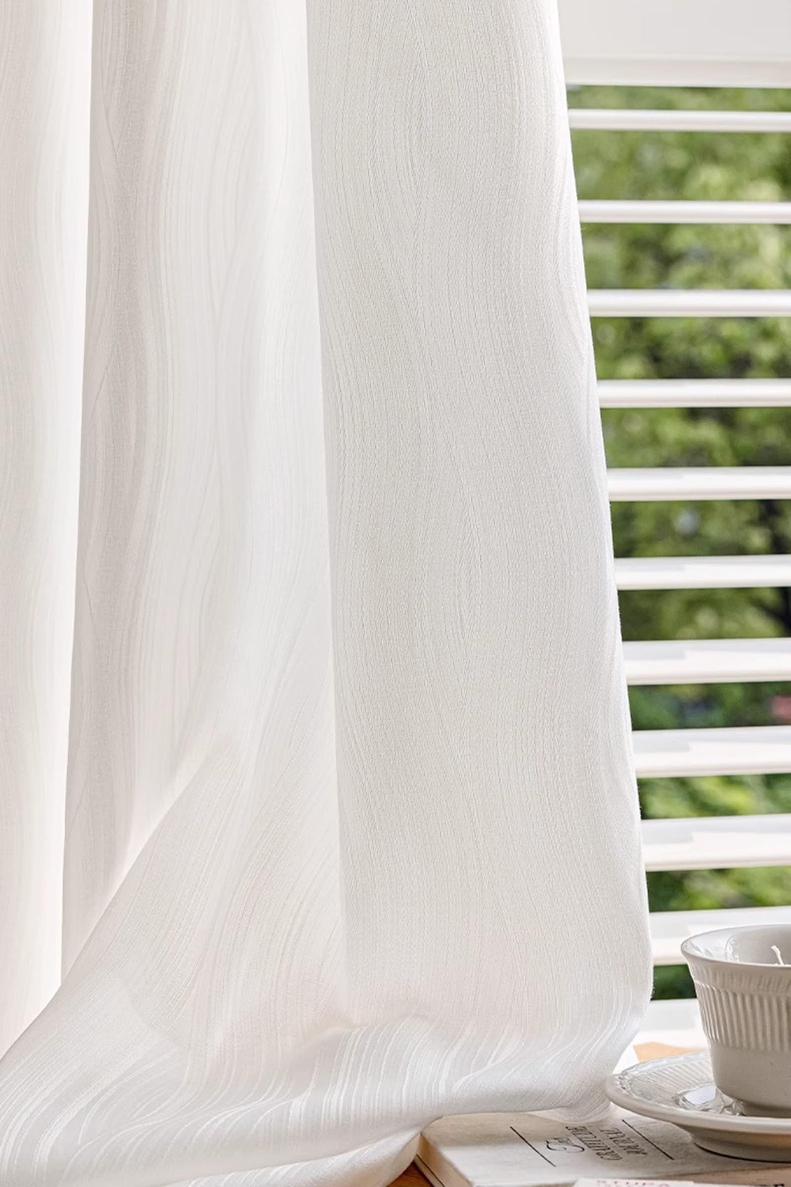 Rideau transparent fenetre Beydodo voilage blanc texturé à rayures 96x160 pour salon