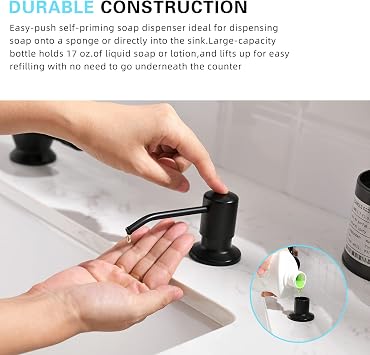 Fapully LED Kitchen Faucet with Deck Plate and Soap Dispenser,Matte Black