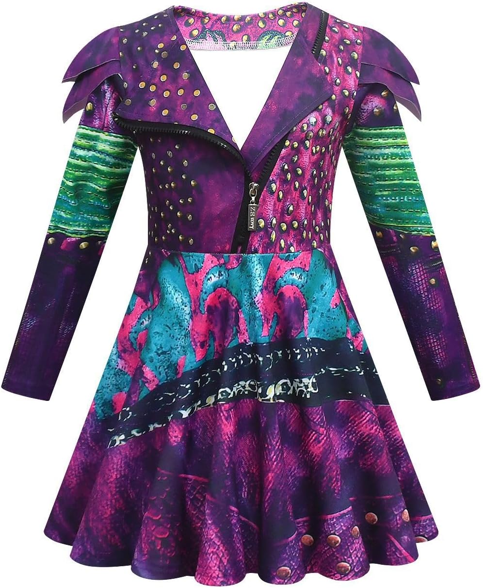 Girls Evie Costume Birthday Party Dress Halloween Cosplay Outfits