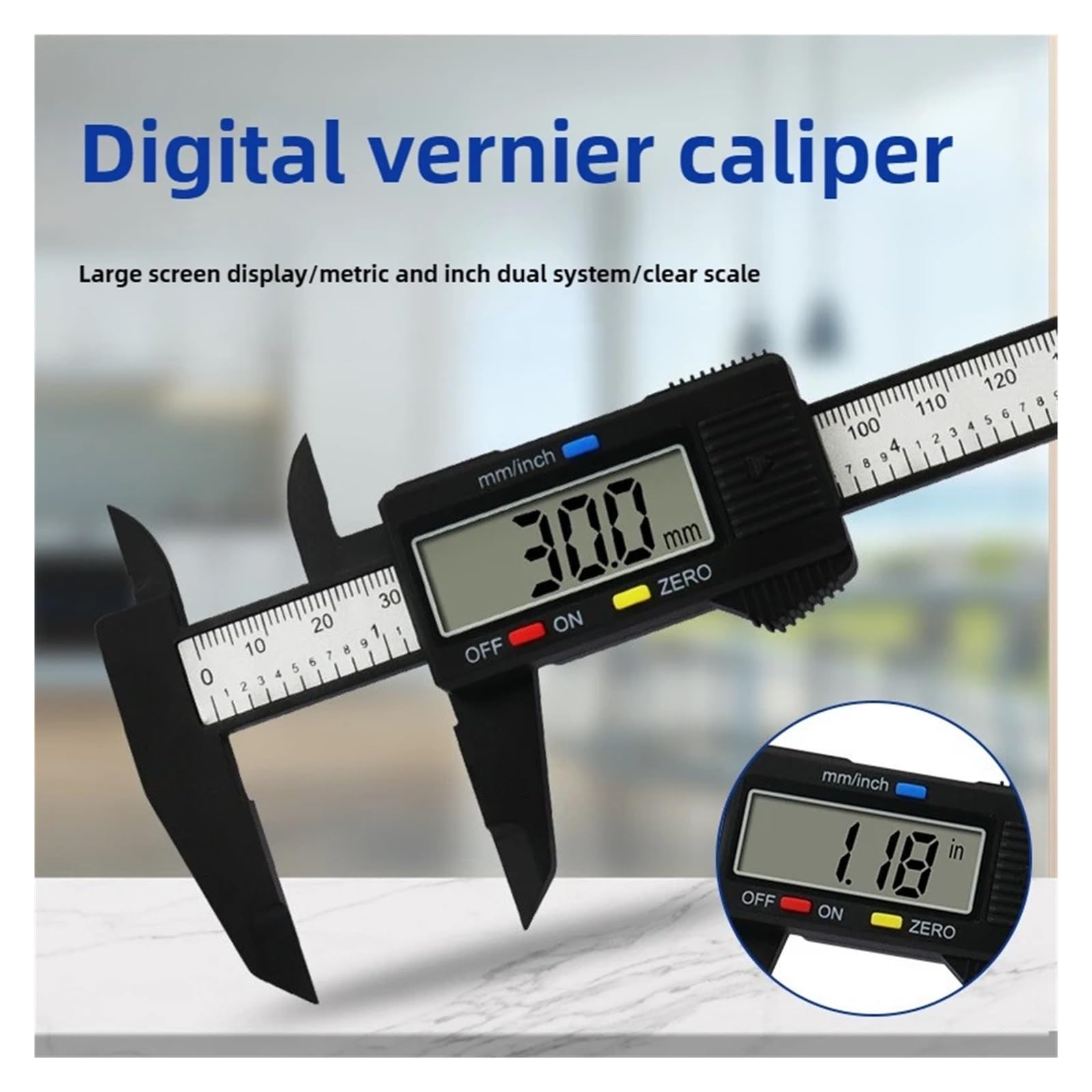 Calibrador digital de alta precisión de 150 mm - Calibre Vernier electrónico LCD - Herramienta micrométrica duradera con caja de almacenamiento for mediciones(1#)