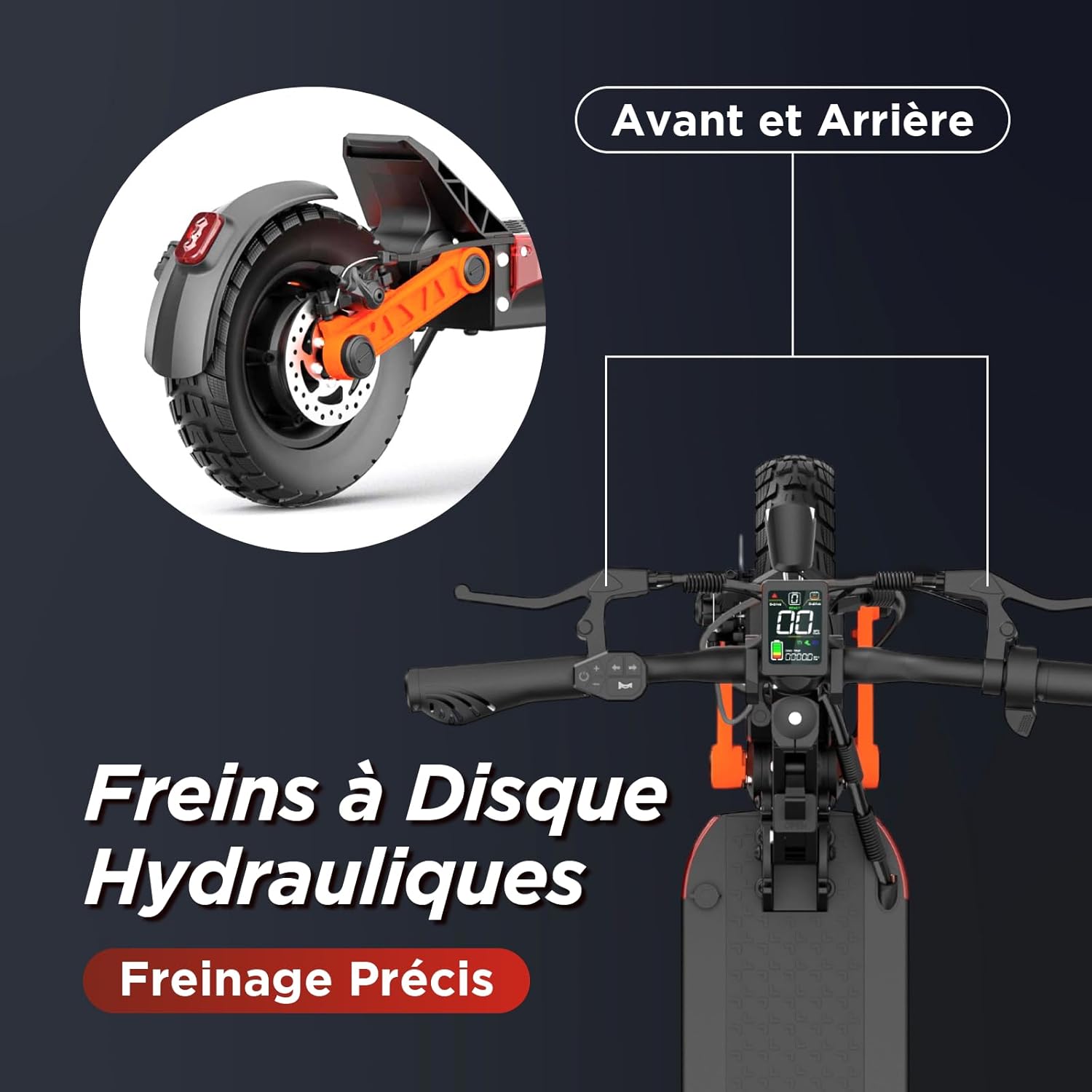 JOYOR S10-S-Z Electric Scooter showing hydraulic disc brakes