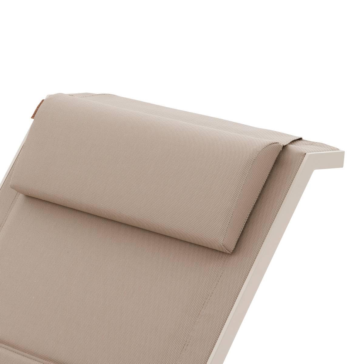 Hespéride - Transat Inclinable Allure Lin et Argile 2 Roues Empilable Anti-Rouille 5 Positions Mobilier Détente pour Jardin, Terrasse, Balcon