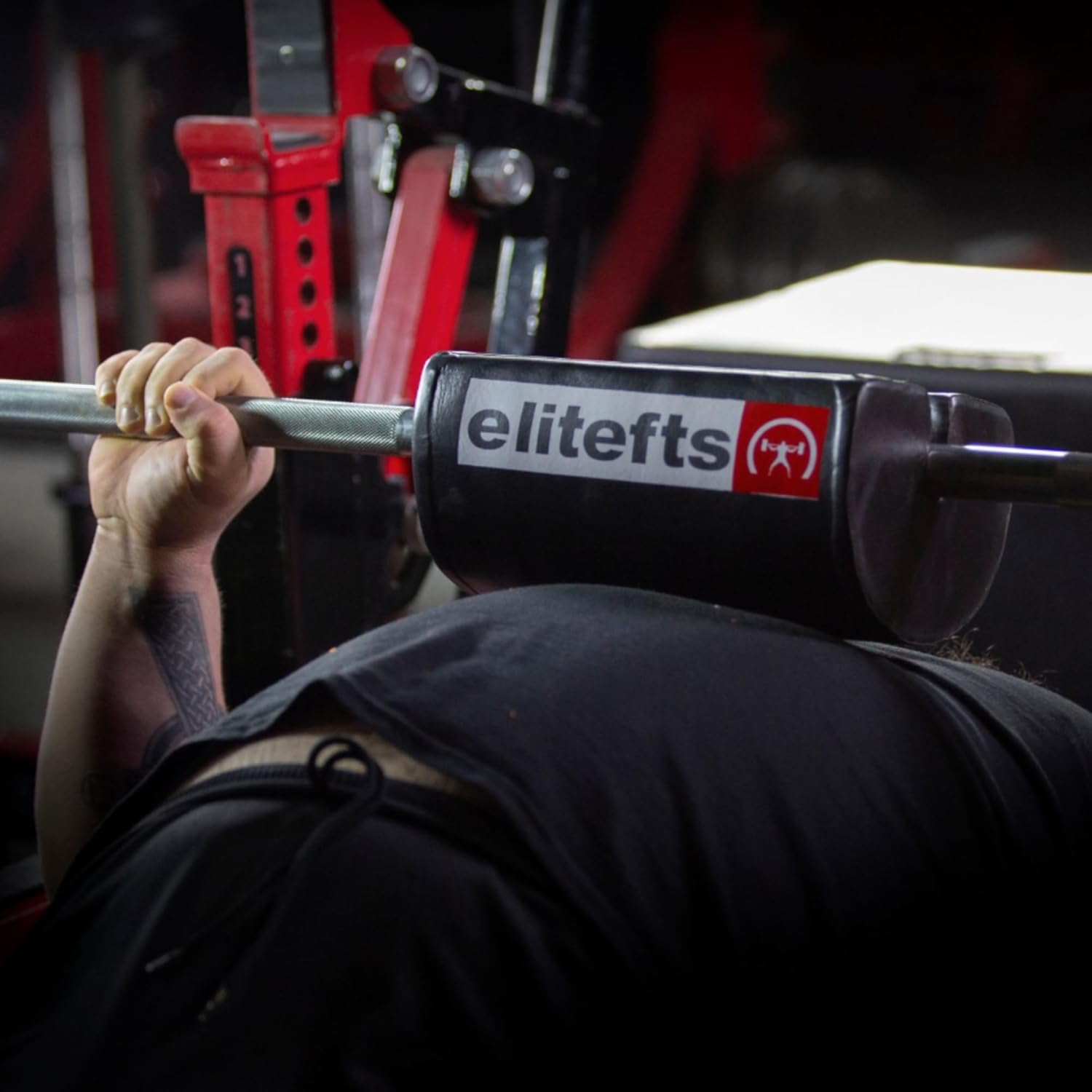 EliteFTS Black Shoulder Saver Pad: Protect Your Shoulders, Tightly-Locking, Portable, and Durable Bench Pad — Works Like a 2-Board Press