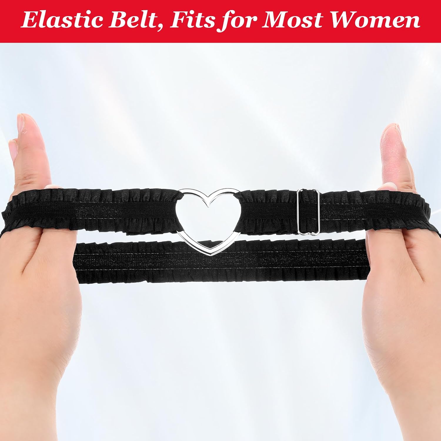 2 Pcs Adjustable Heart Lace Thigh Garters, Black Garters Belt, Women's Adjustable Thigh Garter Belt, Elastic Leg Garter Belts for Women, Black