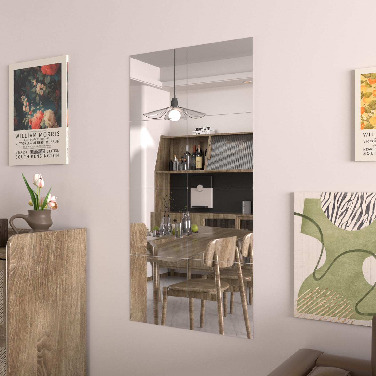 Sqinor Miroir Rond Mural sans Cadre 50 cm, Miroir Salle de Bain Moderne, Miroir Mural Rond pour Salle de Bain, Salon, Chambre, Entree Maison