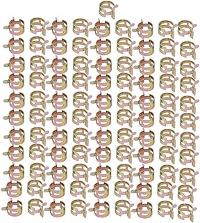 uxcell 100 Pcs 18mm Spring Band Type Action Fuel Hose Pipe Air Clamp Bronze Tone