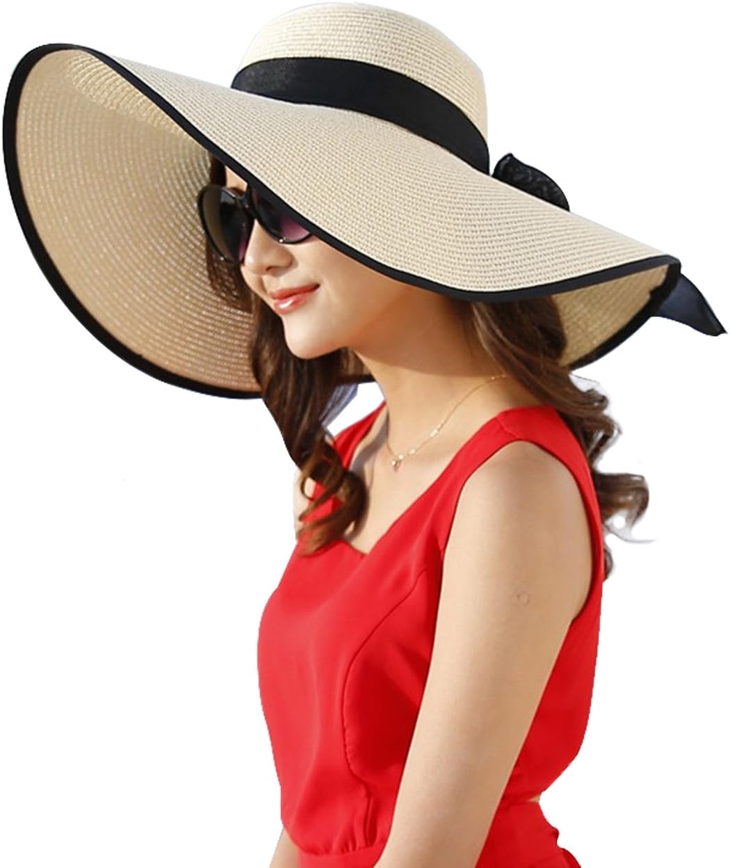 DRESHOW Wide Brim Hat Fedora for Women Belt Buckle Retro Panama Floppy Hat