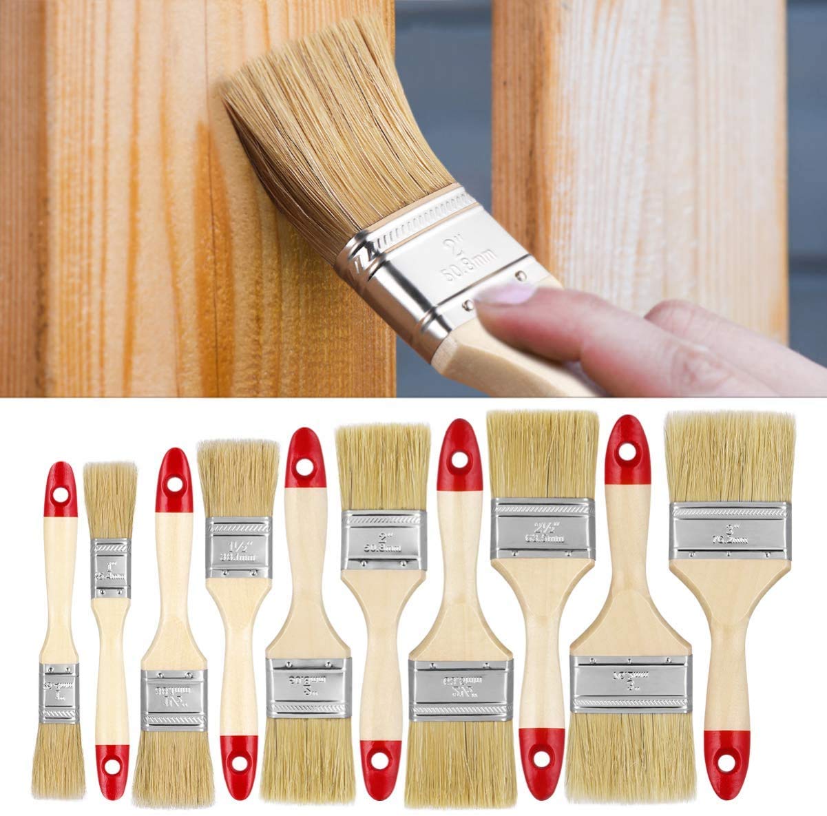 DARIT Pack of 12-1 Inches Bristle Treated Wood Handle Professional Trim Paint Brush for Wall Furniture Fence Crafts (1", 12)