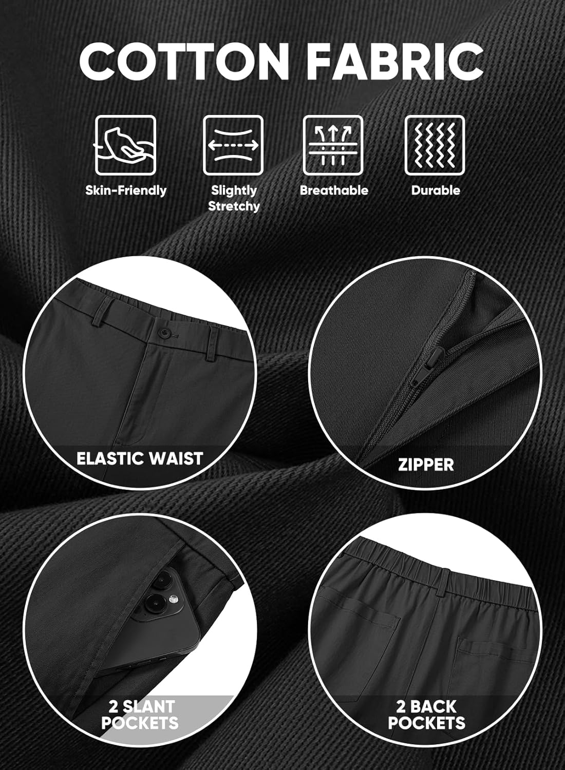 JMIERR Men's Classic-Fit 7" Chino Short Summer Stretch Waist Cotton Twill Casual Dress Shorts with Pockets - Image 6