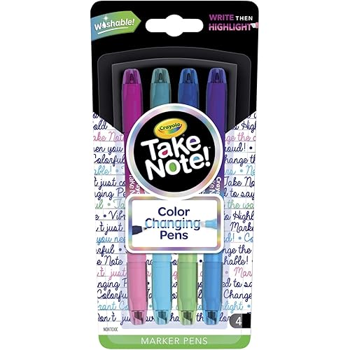 Crayola Color Changing Pens, Bullet Journal Supplies, 8 Colors, 4Count, Multicolor