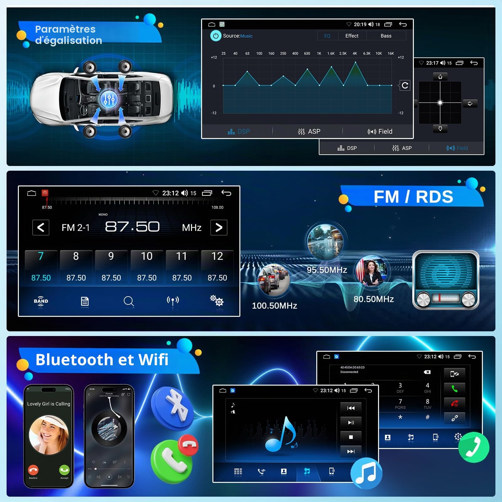 Android Autoradio 2 Din Compatible pour Mercedes C Class W204 S204 9" Écran Tactile Android 13 sans Fil Carplay avec GPS Navigation sans Fil Carplay Android Auto Bluetooth Voiture Caméra Arrière