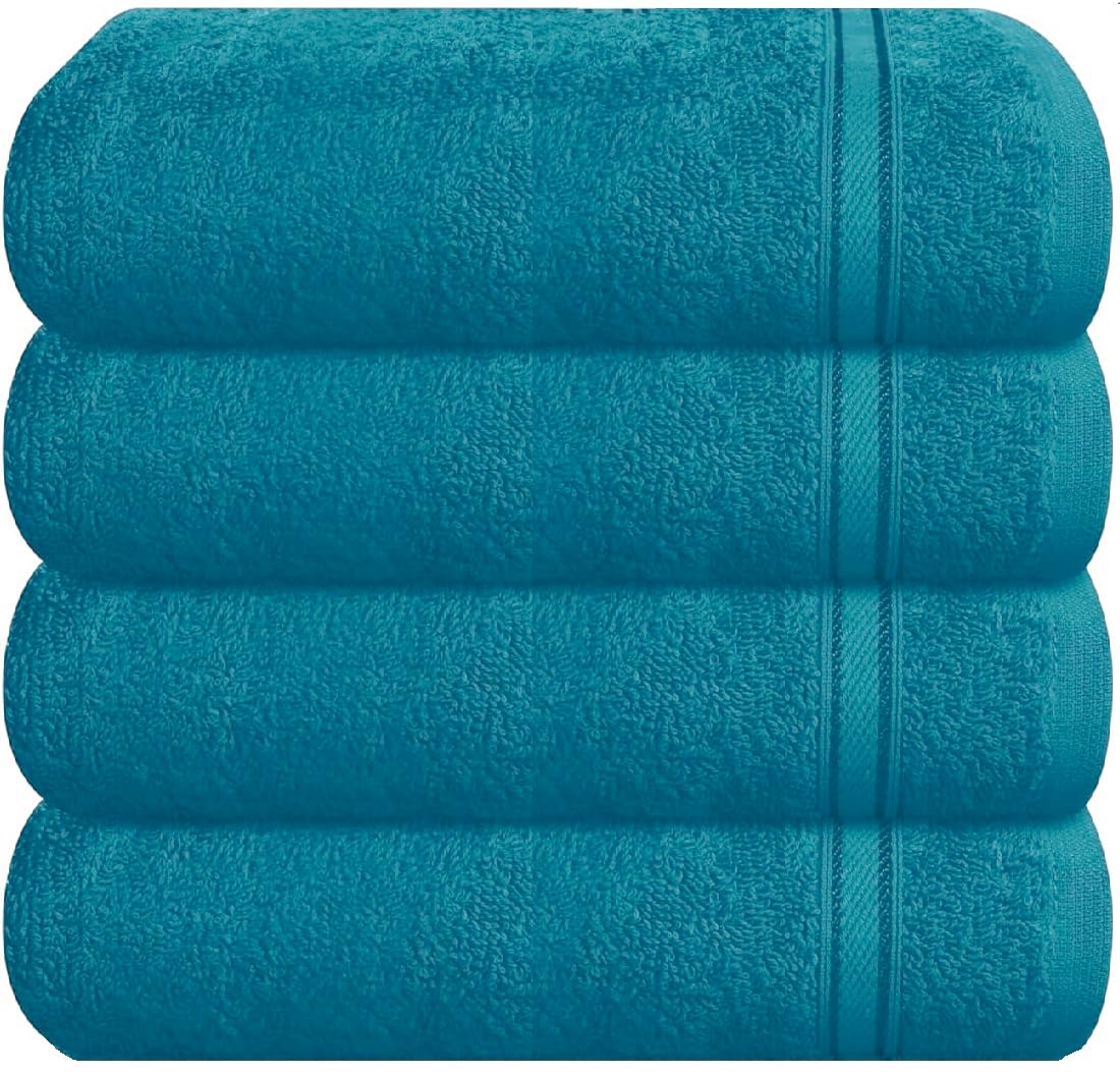 WovenWonder 4 Pack Luxury Face Cloth Towels 100% Egyptian Cotton 800-GSM Extra Soft Washcloth Sets Highly Absorbent Flannels (Teal/Turquoise)