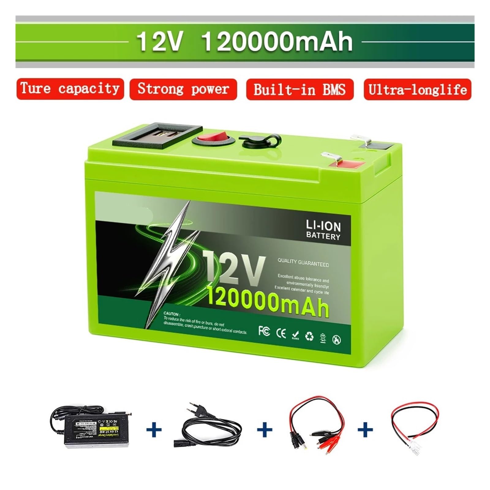 Grande for Esterni A Ciclo Profondo Da 12 V, Accumulo Di Energia Da 150 Ah | Di gestione del circuito integrata, adatta all'alimentazione off-grid e a molteplici apparecchiature(150Ah plus charger)