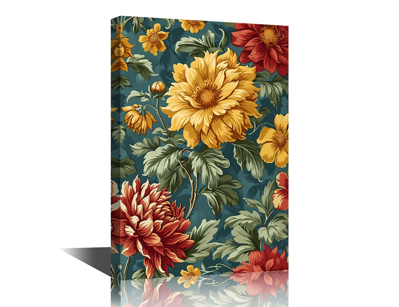 TISHIRON Wildflowers Canvas Wall Art for Living Room Floral Picture Plant Theme Poster Decor for Office Vintage Print Artwork Framed Ready to Hang 24" Wx36 Hx1 Panel