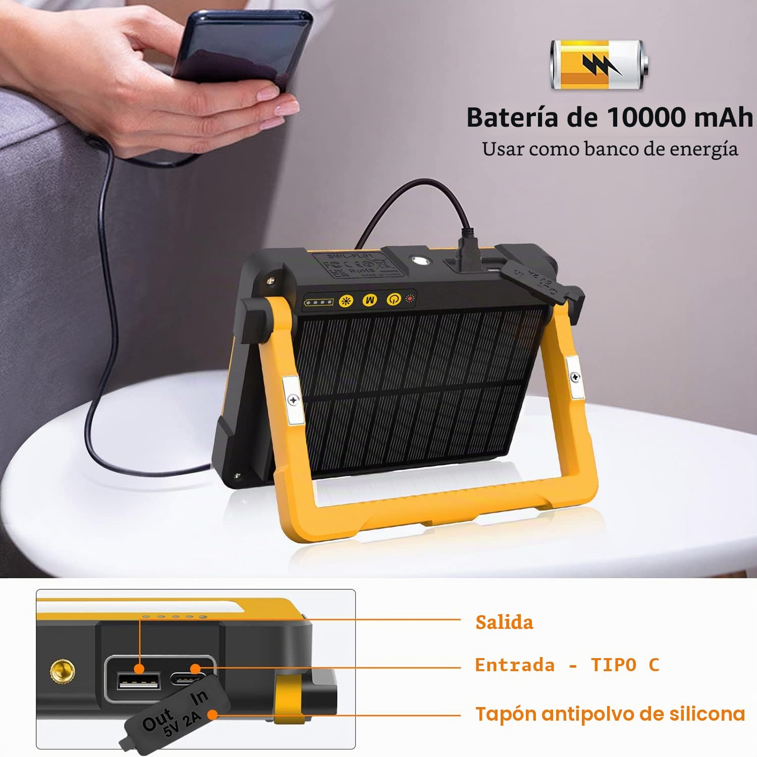 MEIKEE - Lámpara LED recargable, proyector led de 60 W