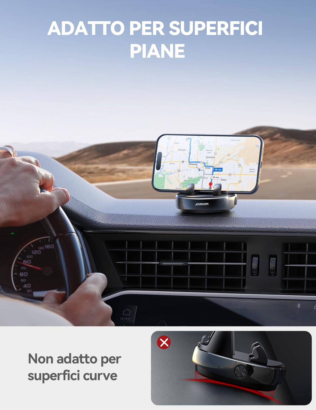 JOYROOM Porta Cellulare Auto Cruscotto, Universale Supporto Cellulare Auto compatibile con PopGrip, Antiscivolo Car Phone Holder per iPhone/Samsung/Huawei/Google/Android Smartphones