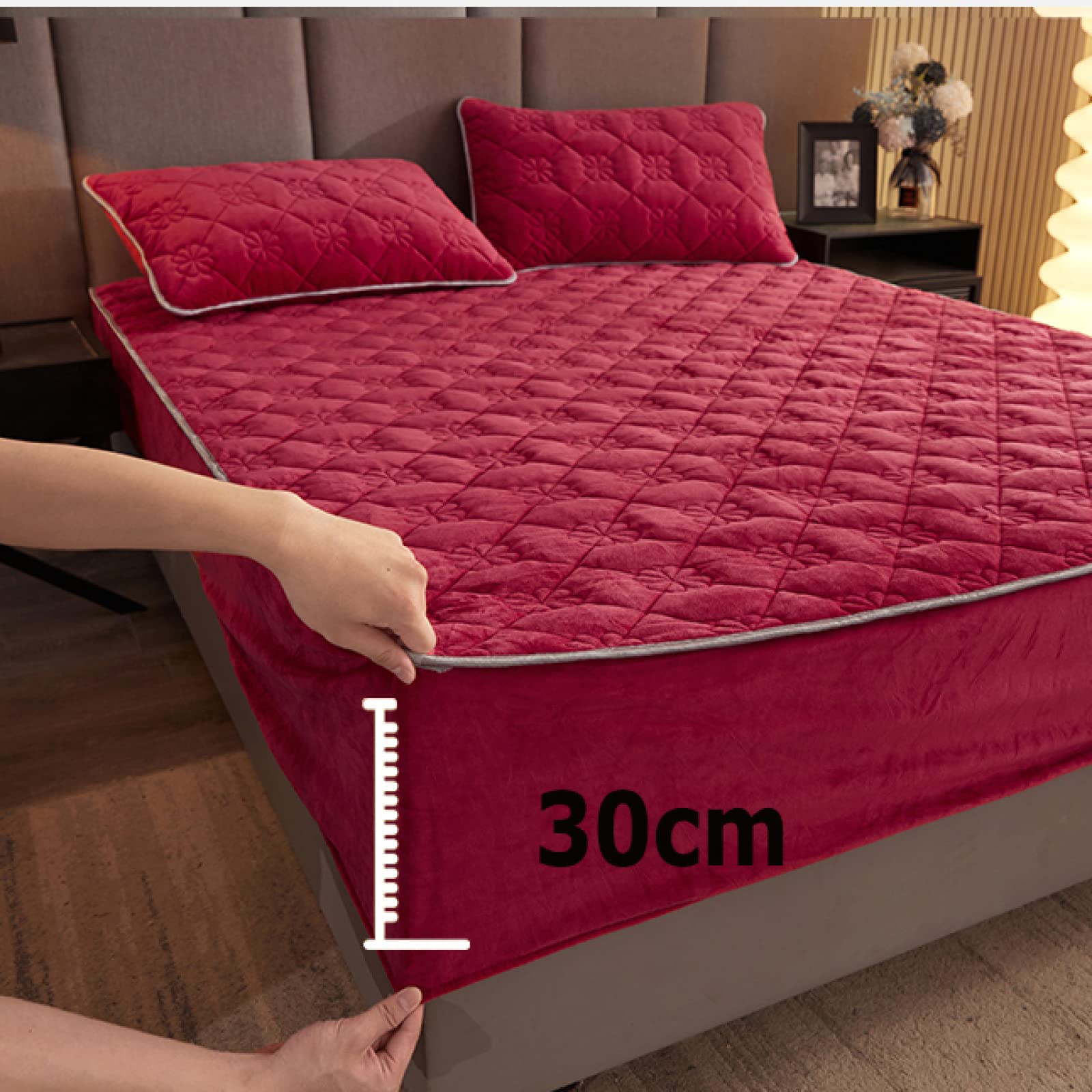 sábanas bajeras para colchones altos 180x200cm, sábana bajera elástica de felpa gruesa de invierno, edredón de terciopelo para cama de pareja, funda de colchón para apartamento, dormitorio, cúrcuma
