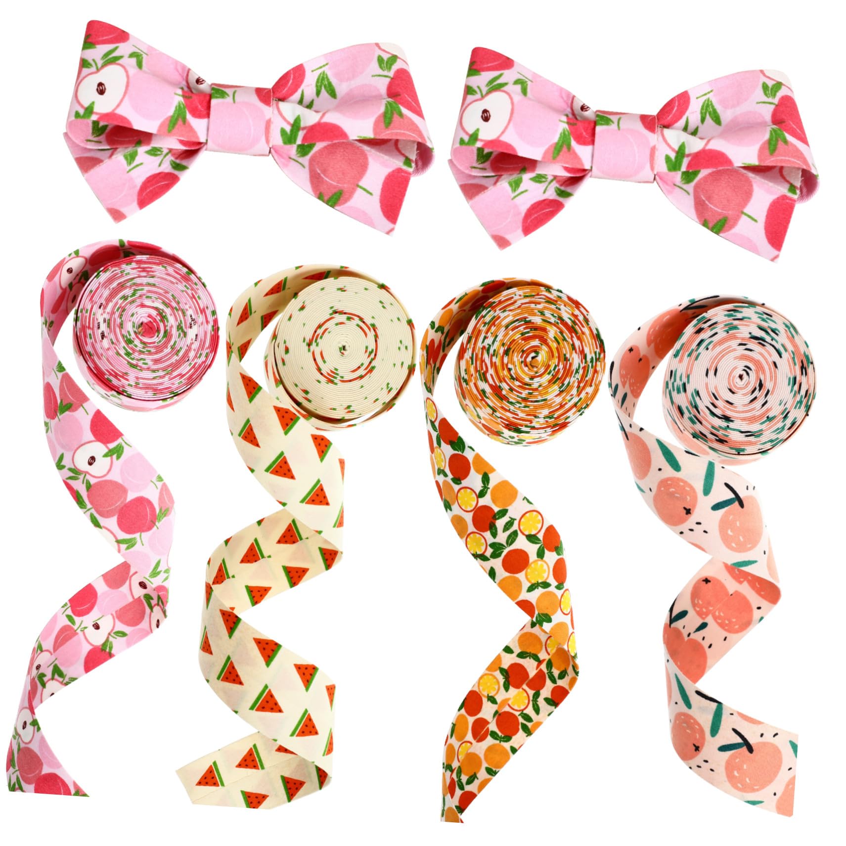 4 Rollen Teiliges Sommerstoff Bänder mit Fruchtigem Druck Weiches Reißfestes Polyamid Webband Shower und Blumenstrauß Dekorationsband Yards Vielseitig für Geschenkverpackung und