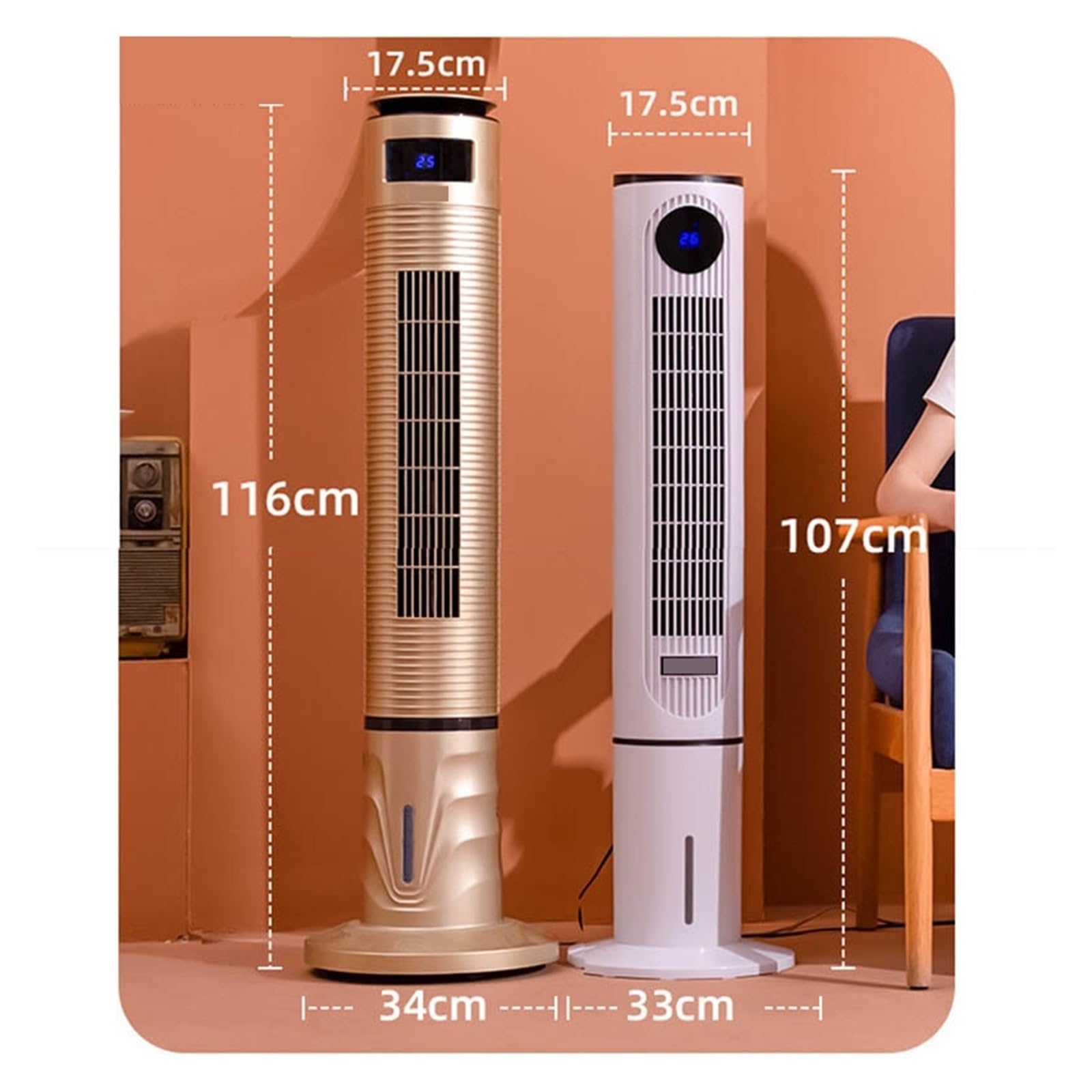 Ventilador eléctrico de torre con control remoto y humidificador, aire acondicionado refrigerado por agua para uso doméstico, fácil operación, ideal para enfriamiento de verano
