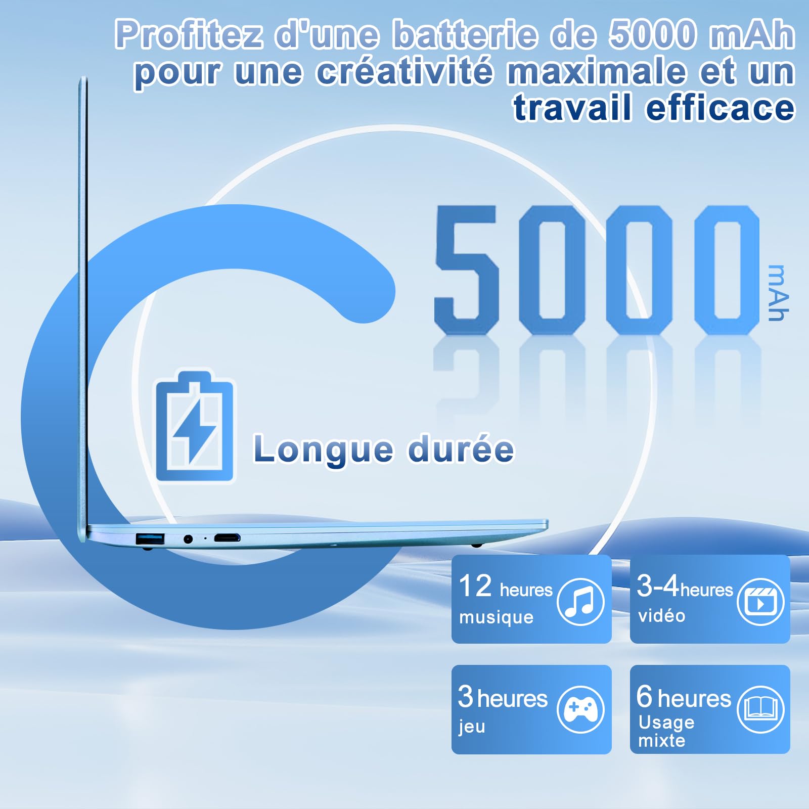 NOTODD Ordinateur Portable 14'' Win11 256Go SSD Soutien Extension 1TB