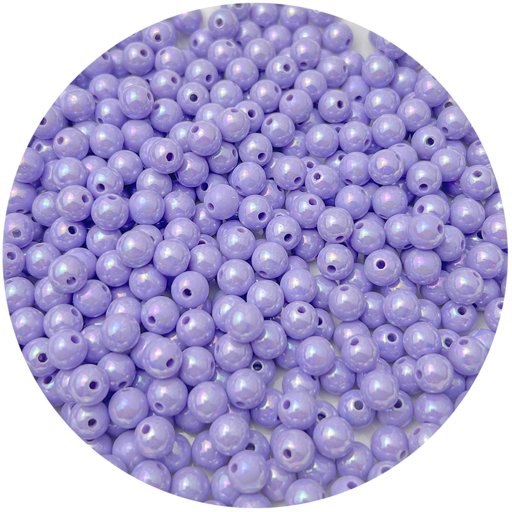 Mulutoo6MM 1000 Pcs AB Color Acrylic Round Beads, Smooth Acrylic Balls Gumball Beads Bubblegum Beads Candy Color Plastic Spacer Beads for DIY Necklace Bracelet Jewelry Making(50-Purple AB)