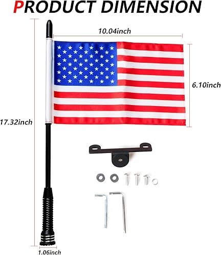 Miniatura 9 de Bandera con poste y soporte de montaje para Ford Bronco 2021 2022 2023 2024 2025 Accesorios exteriores de 24 puertas, soporte de bandera de látigo,