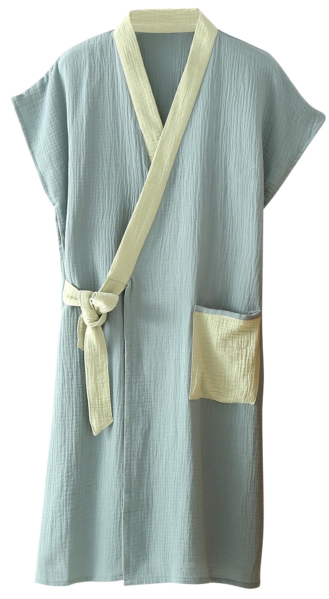 Maeau Gauze Bathrobe, Loungewear, Gown, 100% Cotton, Absorbent, Quick Drying, Front Opening, Bath Accessories, Hotel, Women's, Men's XL green