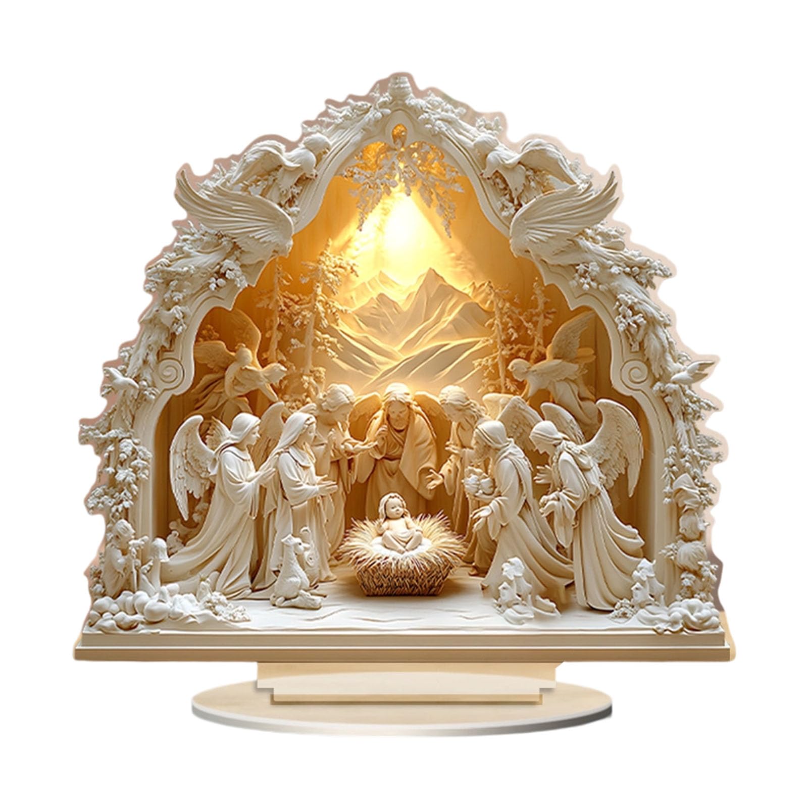 Elnwnnkc Religious Nativity Scene 2D Acrylic Desktop Decoration Ornament for Home Sacred Display Art God Birth Acrylic Figurine