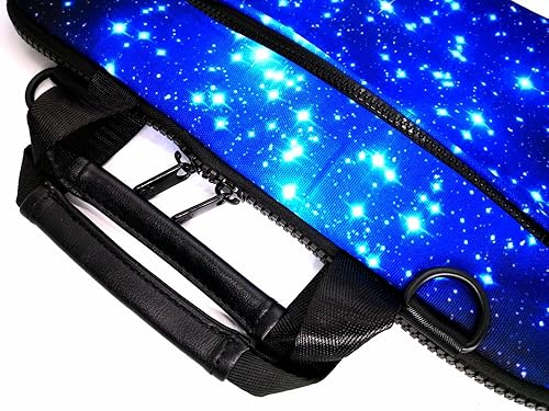 Miniatura 7 de icolor 15 15.4 15.6 pulgadas lona portátil manga bolsa mensajero hombro maletín - azul estrellado