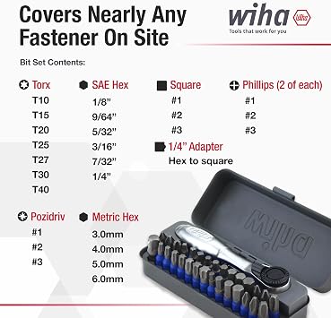 Wiha 76889 TerminatorBlue Impact Bit Set with Mini Ratchet, 32 Piece