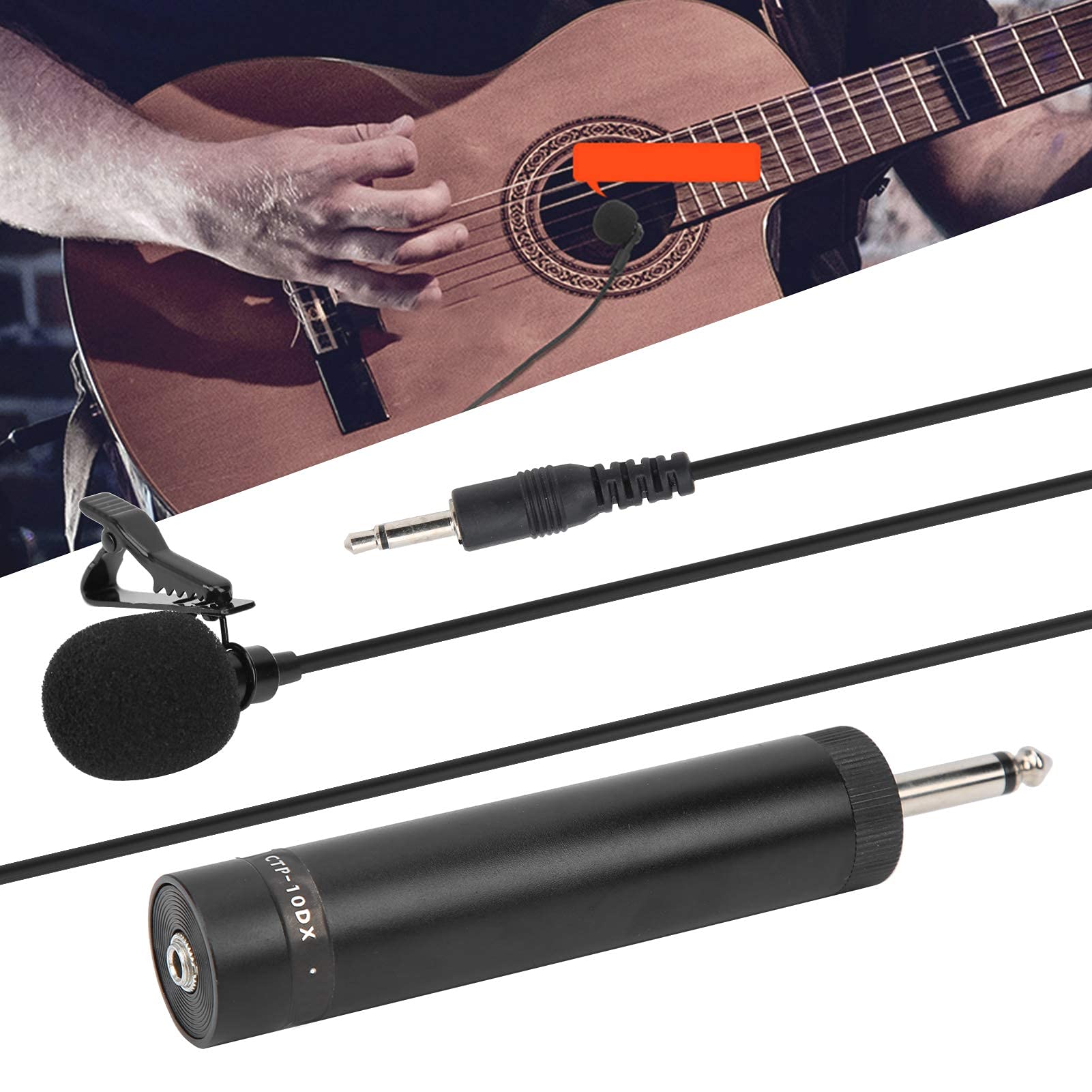 LiebeWH Microfono Lavalier, Sassofono a Bavero con Filo Accessori per Strumenti Musicali Professionali con Cappuccio in Schiuma, per il Collegamento di Amplificatori, Mixer(10meters)