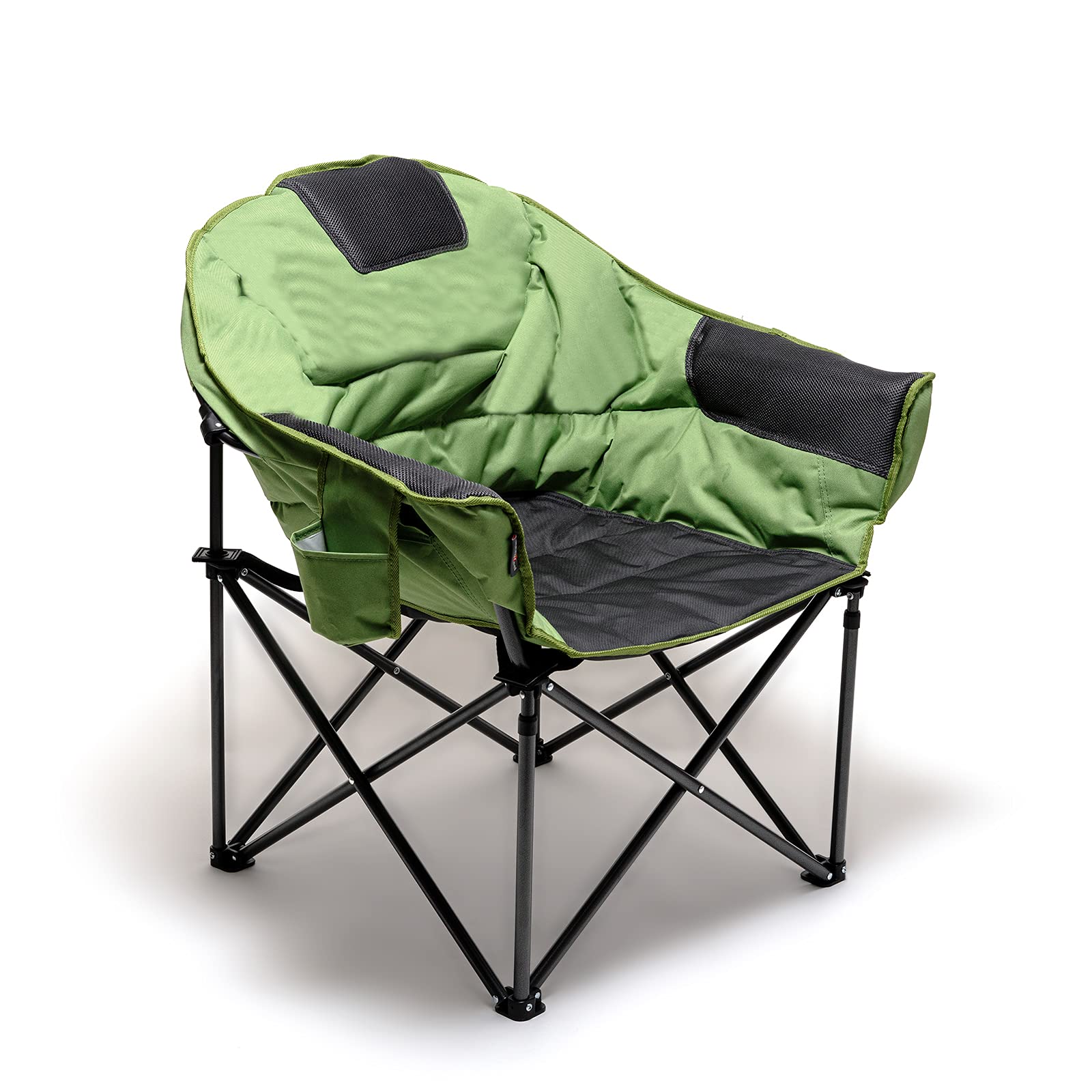 SUNNYFEEL Oversized Folding Camping Chair, XL Club Saucer Chairs, Comfortable Padded with Cushion, Heavy Duty Portable for Outdoor (Green)