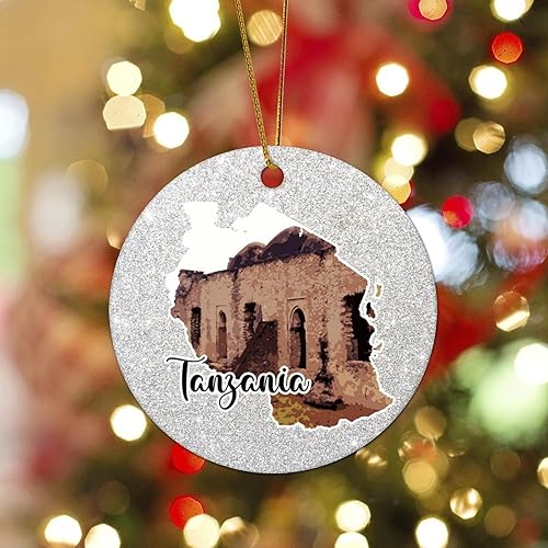 Vista 73 de Christmas Round Ornament South Africa Lands Ceramic Keepsake Visitor Souvenir 3 Inch with Gold String Hometown City Pride Home Decorations Christmas