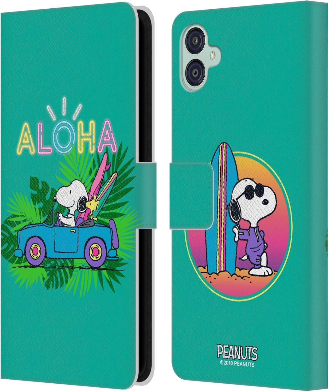 Head Case Designs Officially Licensed Peanuts Tropical Surf Snoopy Aloha Disco Leather Wallet Case Compatible with Samsung Galaxy M04 5G / A04e