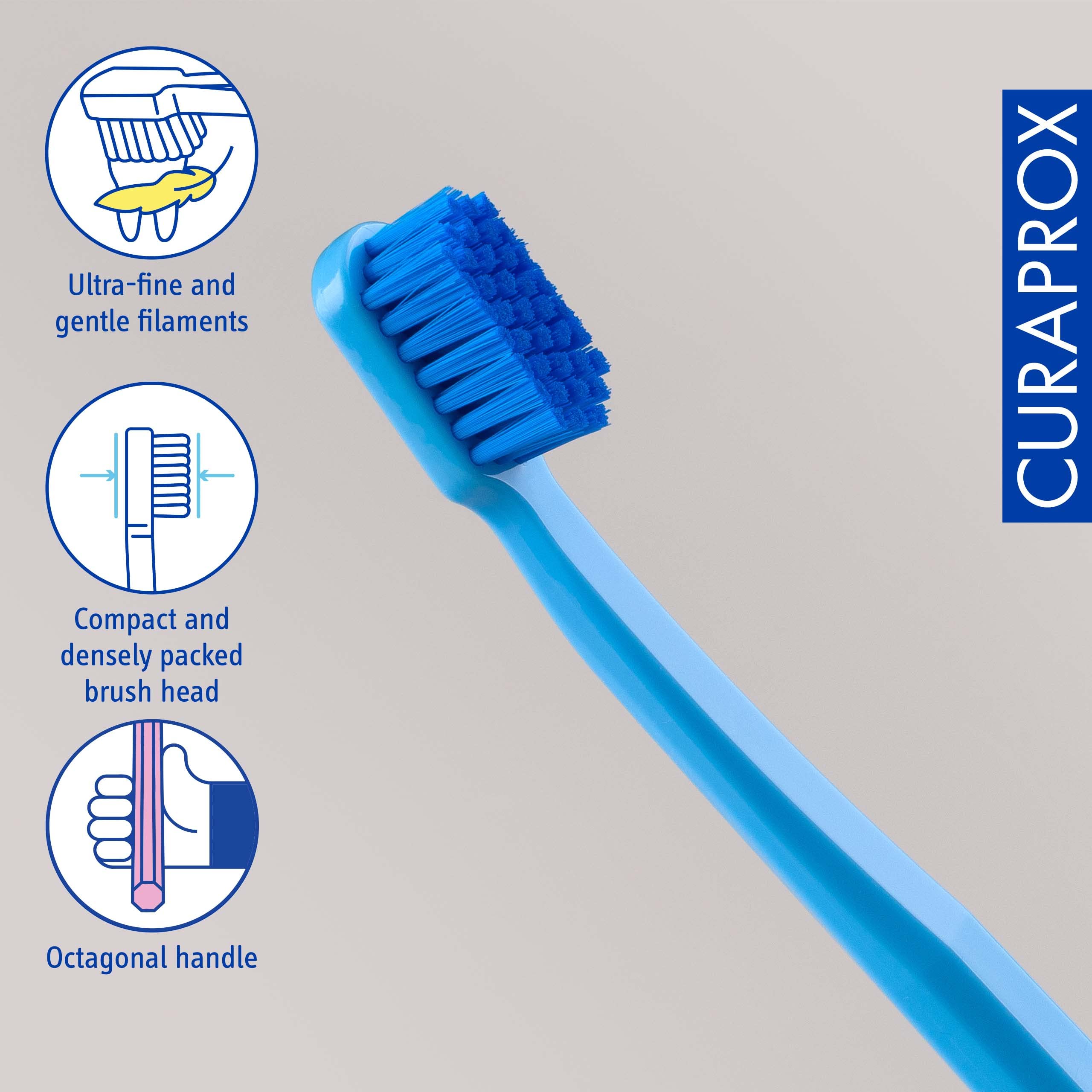 Curaprox CS 5460 Ultra Soft, Jasnoniebieski-Niebieski, Swiss Made | Pielęgnacja Zębów I Dziąseł, Super Miękkie Włosie Curen® Do Delikatnego Czyszczenia, Pojedyncza