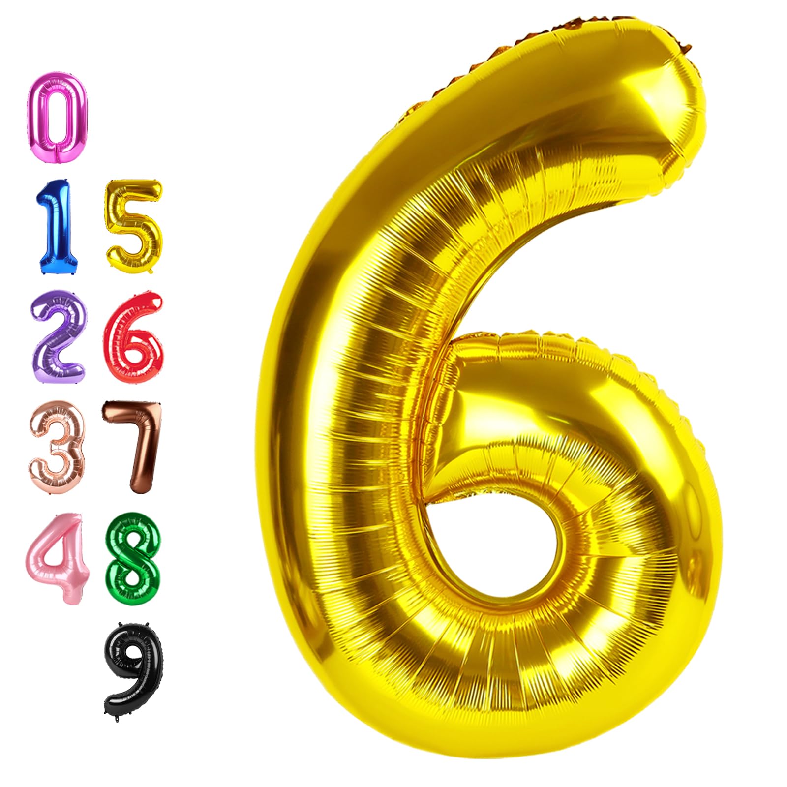 Number Balloons Gold 6 Balloon 40 inch for 6th Birthday Party Decorations