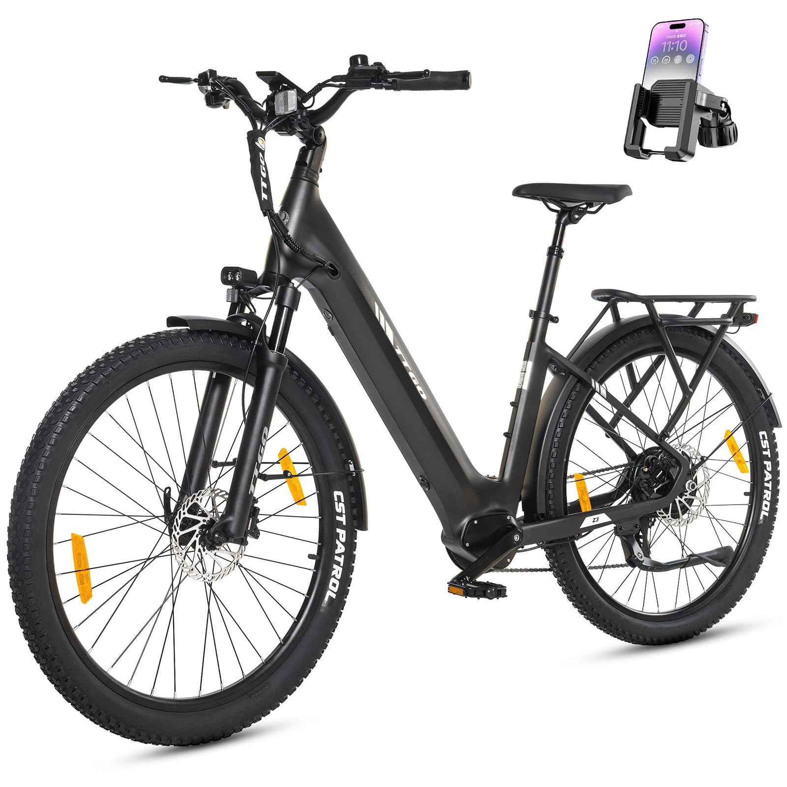 ttgo Z3 E-Bike, 27,5 Zoll Elektrofahrrad für Damen und Herren, E-Citybike mit 250W Motor, 48V 15Ah Akku, bis zu 120 km Reichweite, 7-Gang Schaltung, LCD Display, City E-Bike