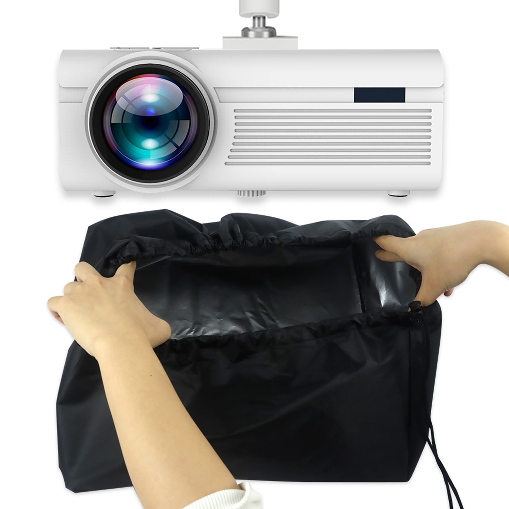 SEABABOO Housse Projecteur 35x35x22 Cm – Protection Anti-Poussière Oxford Noire Universelle