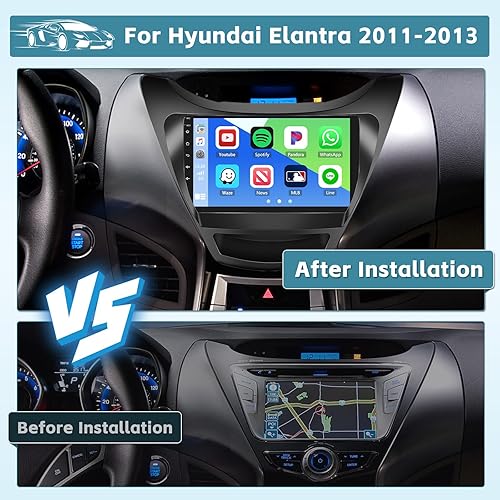 Miniatura 2 de Para Hyundai Elantra 2012-2014 Radio Android 101 Auto estéreo Receptor de audio para coche pantalla táctil de 9 pulgadas Radio de coche con